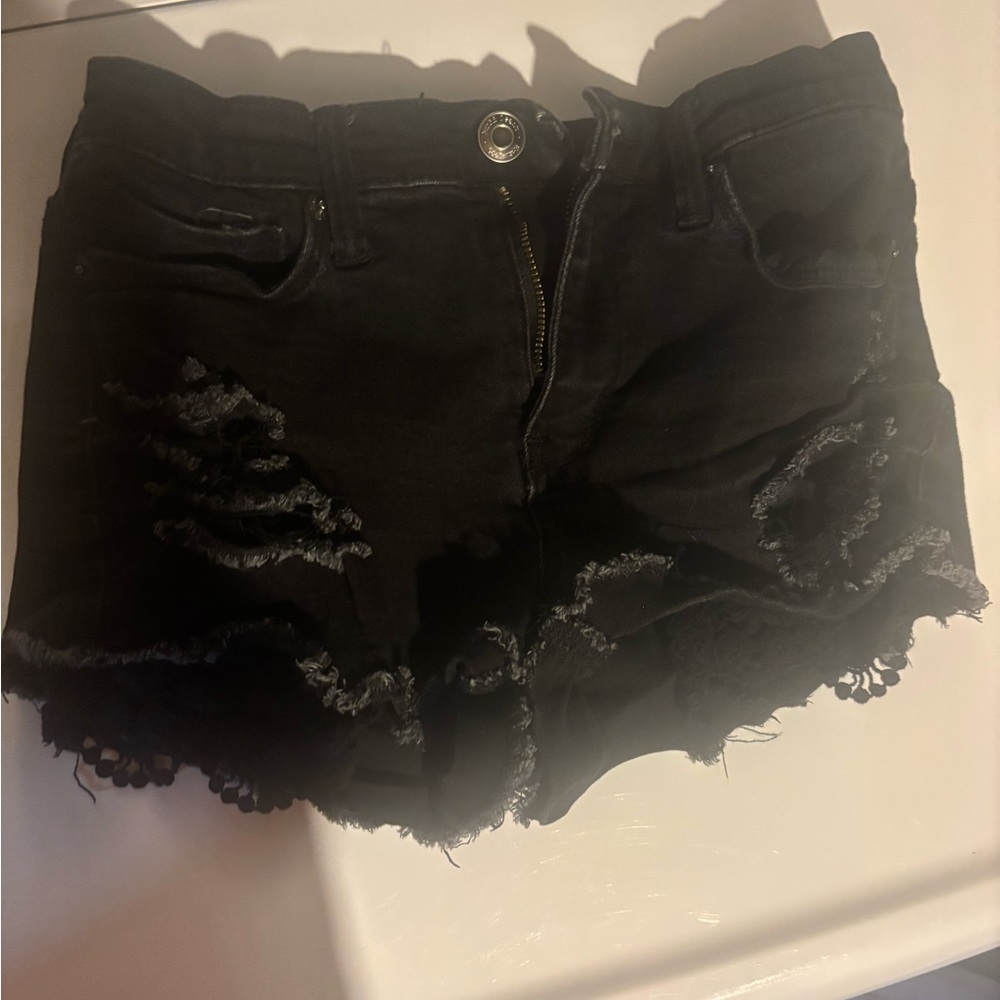 Mudd Black Distressed Jean Shorts